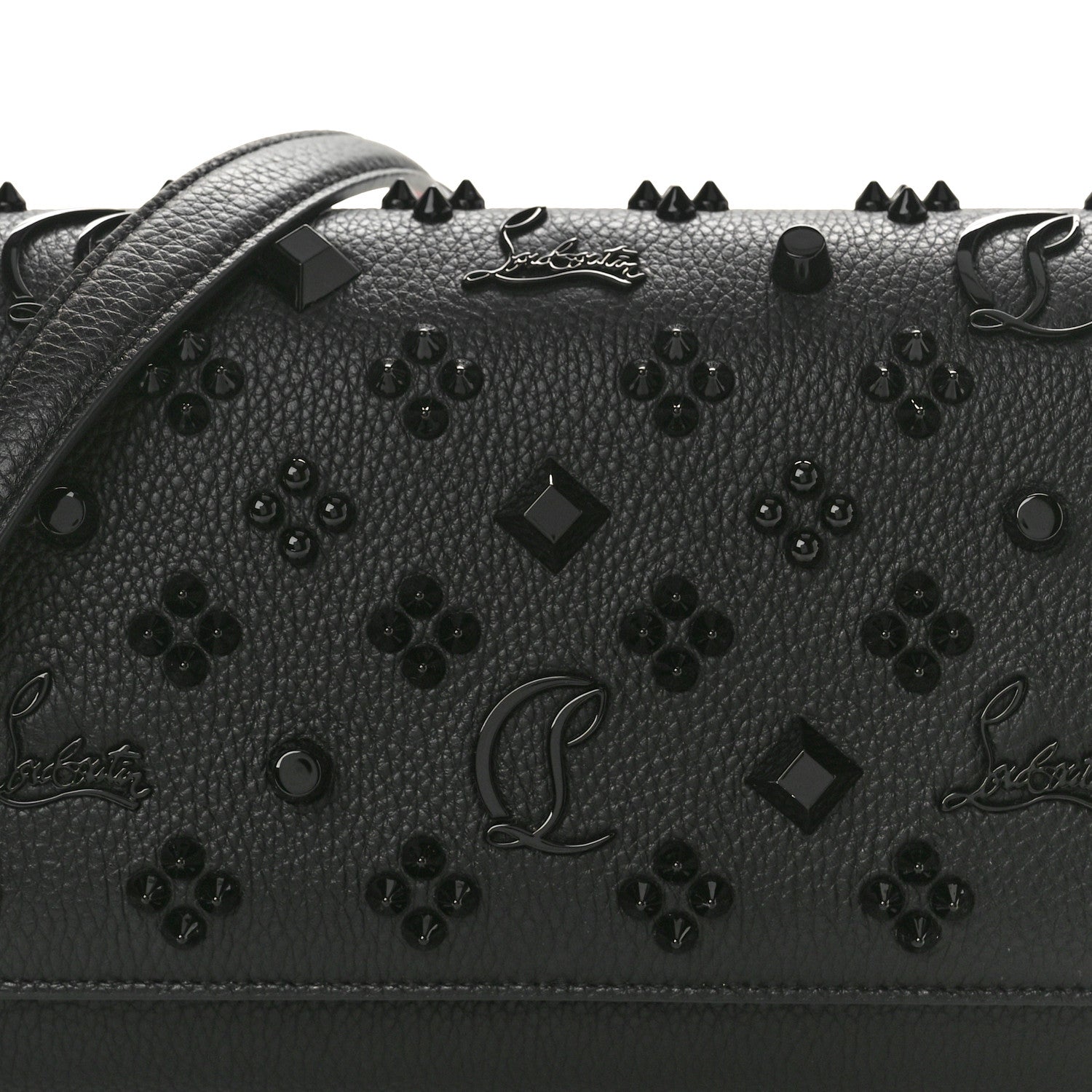 Christian Louboutin Calfskin Spikes Loubinthesky Paloma Clutch Black 7 of 10