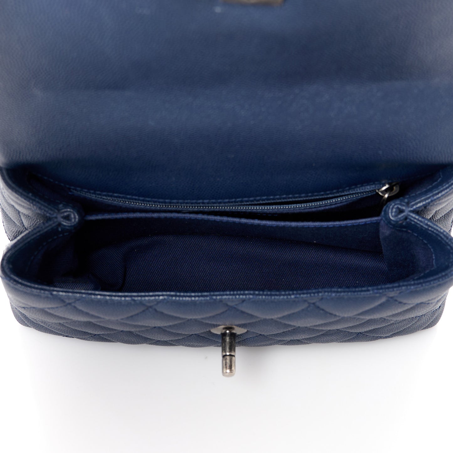 Caviar Quilted Mini Coco Handle Flap Navy Blue Blue