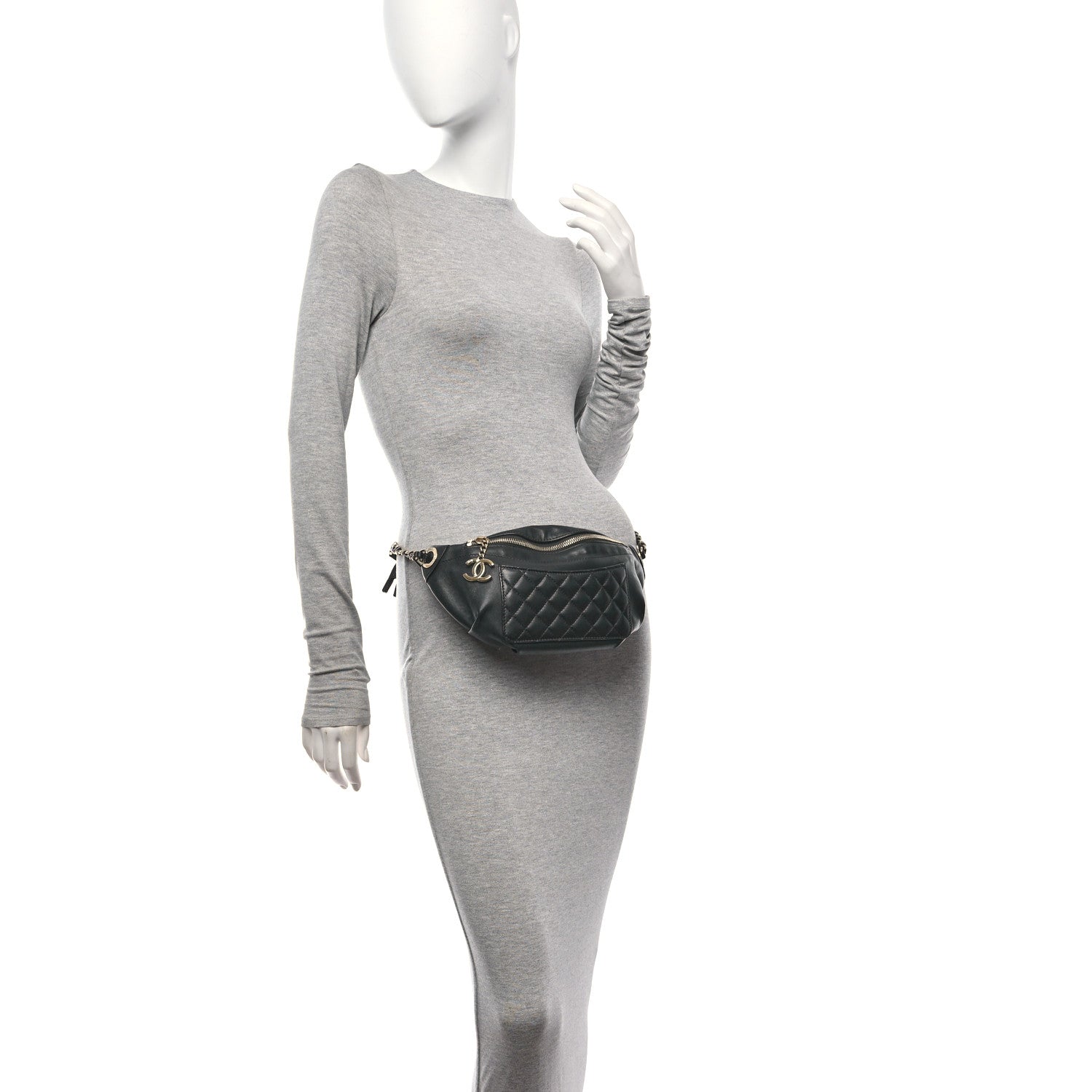 Chanel Lambskin Quilted Waist Bag Fanny Pack Black 2 of 13