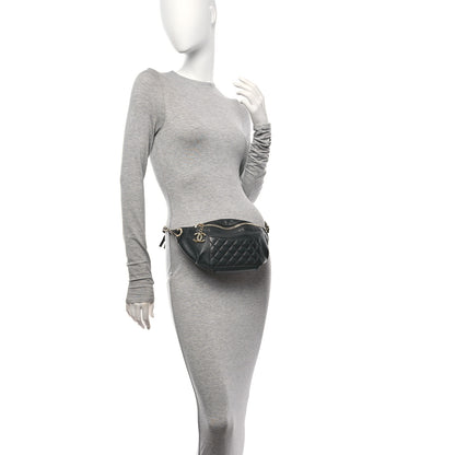 Chanel Lambskin Quilted Waist Bag Fanny Pack Black 2 of 13