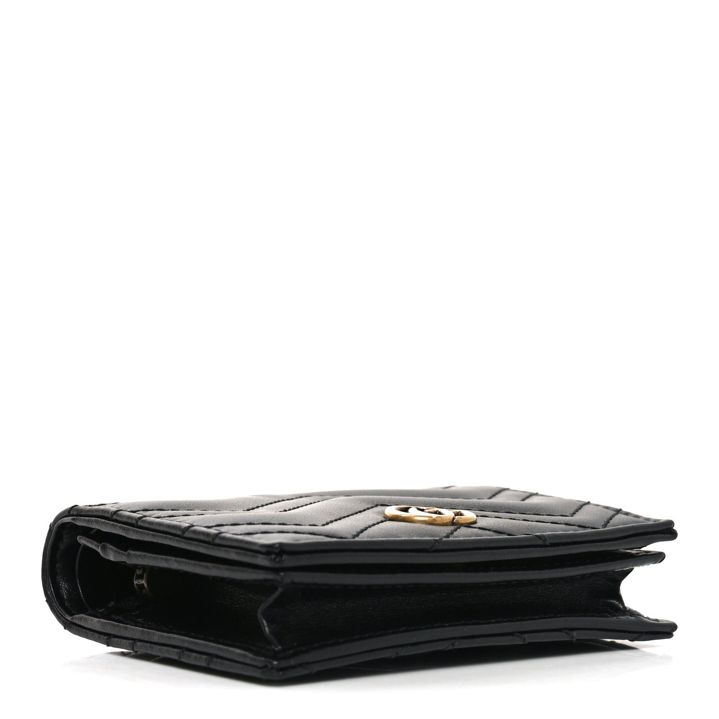 Calfskin Matelasse GG Marmont Card Case Wallet Black