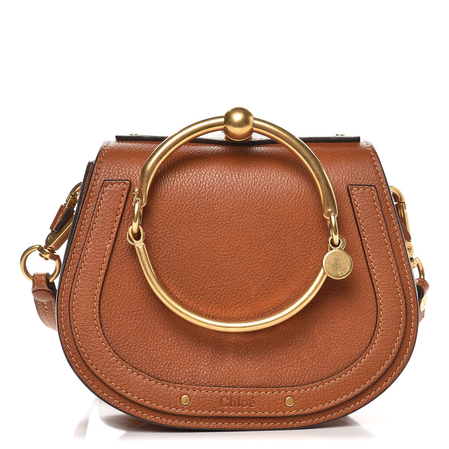 Calfskin Suede Small Nile Bracelet Bag Caramel