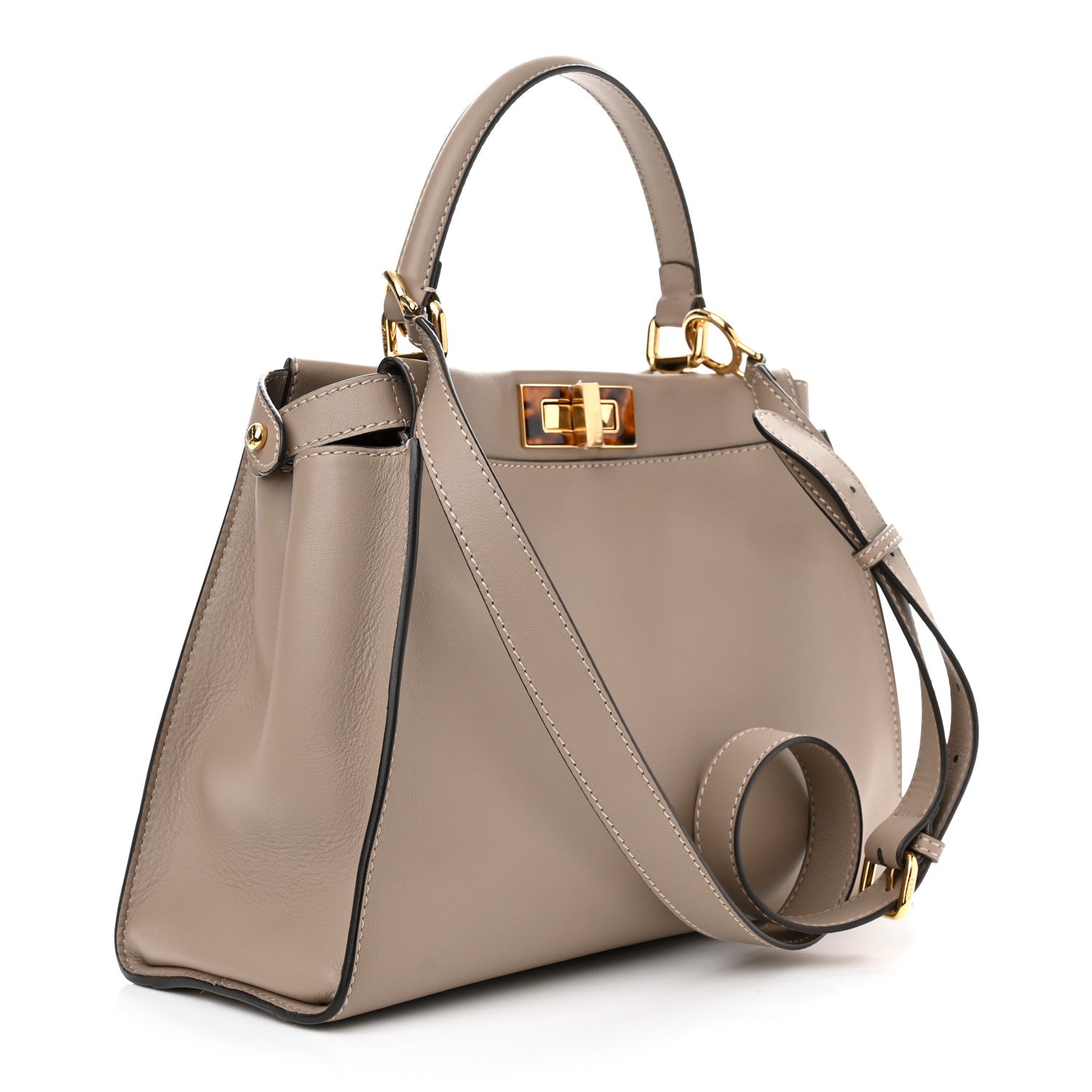 Fendi Vitello Seta Plexiglass Tortoise Medium Peekaboo Iconic Satchel Tortora 3 of 11