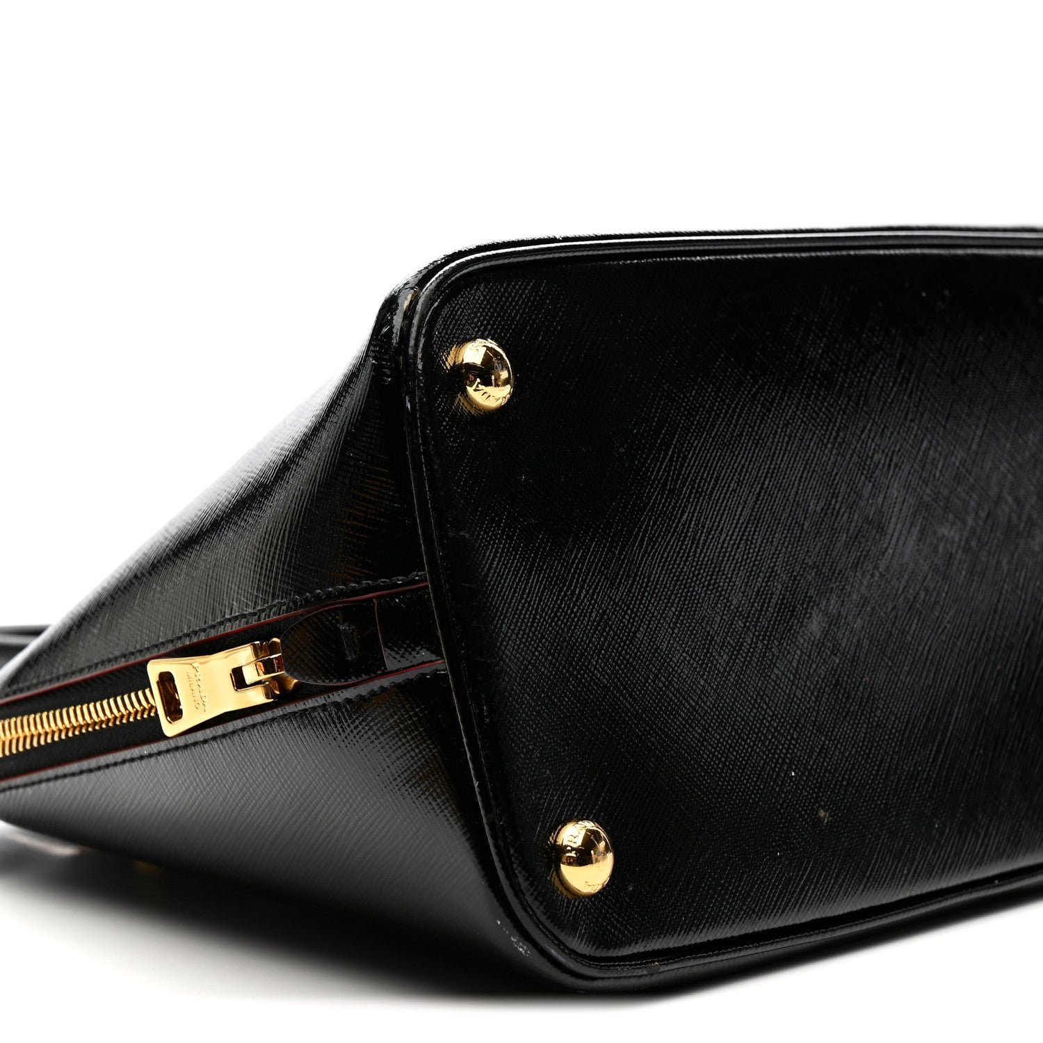 Prada Saffiano Vernice Medium Promenade Tote Black Rosso 11 of 18
