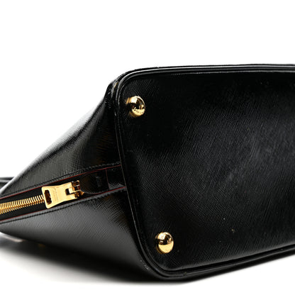 Prada Saffiano Vernice Medium Promenade Tote Black Rosso 11 of 18
