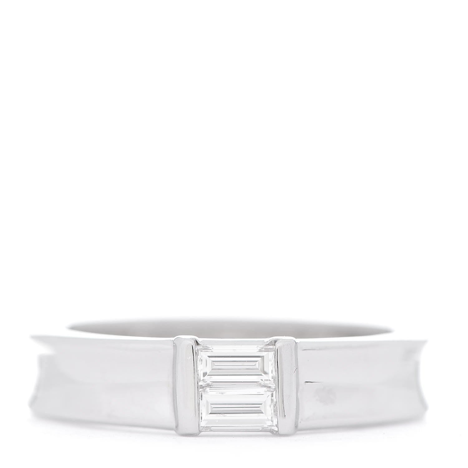 Tiffany 18K White Gold Diamond Baguette Stackable Ring 53.6.25 1 of 7