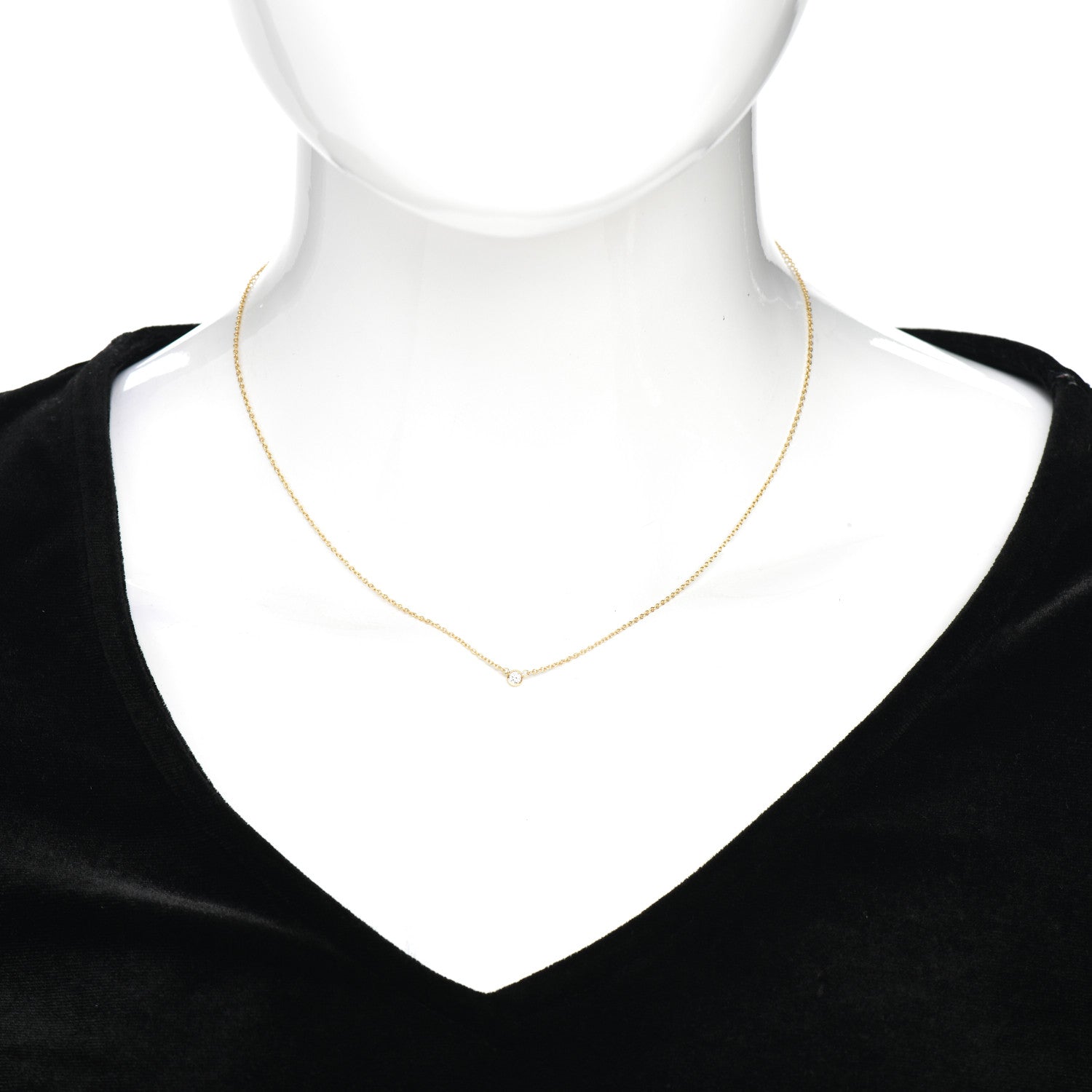 Tiffany 18K Yellow Gold Diamond .05ct Elsa Peretti Diamonds by the Yard Pendant Necklace 2 of 4