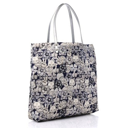 Chanel Nylon Cat Emoticon Tote Navy Silver 2 of 10