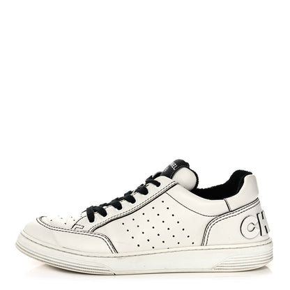 Chanel Calfskin Womens Logo Sneakers 40 Black White 1 of 12
