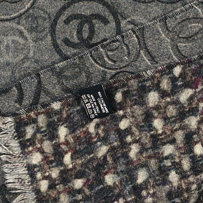 Chanel Cashmere CC Scarf Grey Multicolor 4 of 4