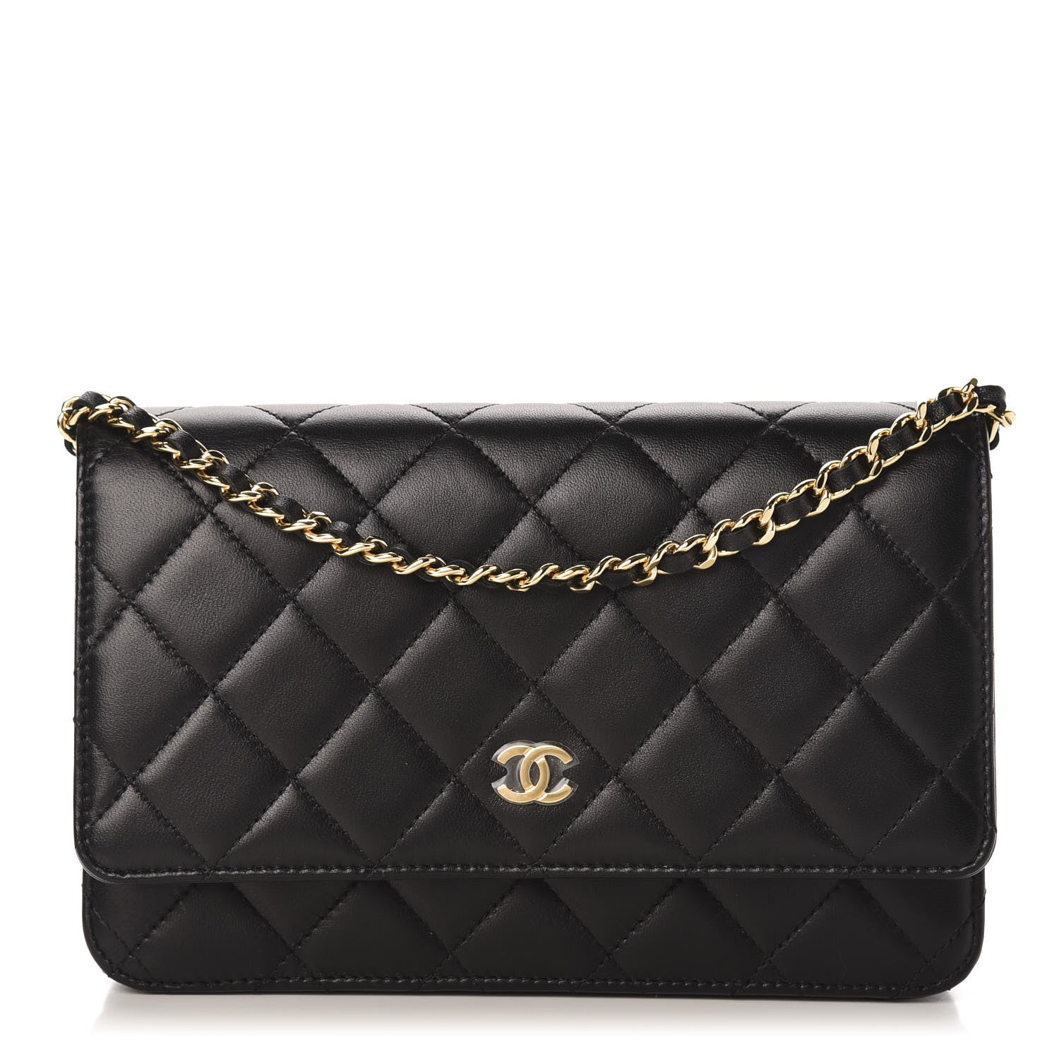 Chanel Lambskin Quilted Wallet On Chain WOC Black 1 of 12