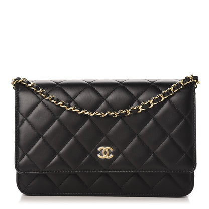 Chanel Lambskin Quilted Wallet On Chain WOC Black 1 of 12