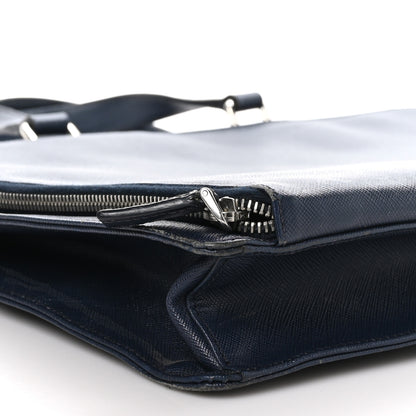 Prada Saffiano Cuir Travel Front Zip Pocket Briefcase Baltico 7 of 10
