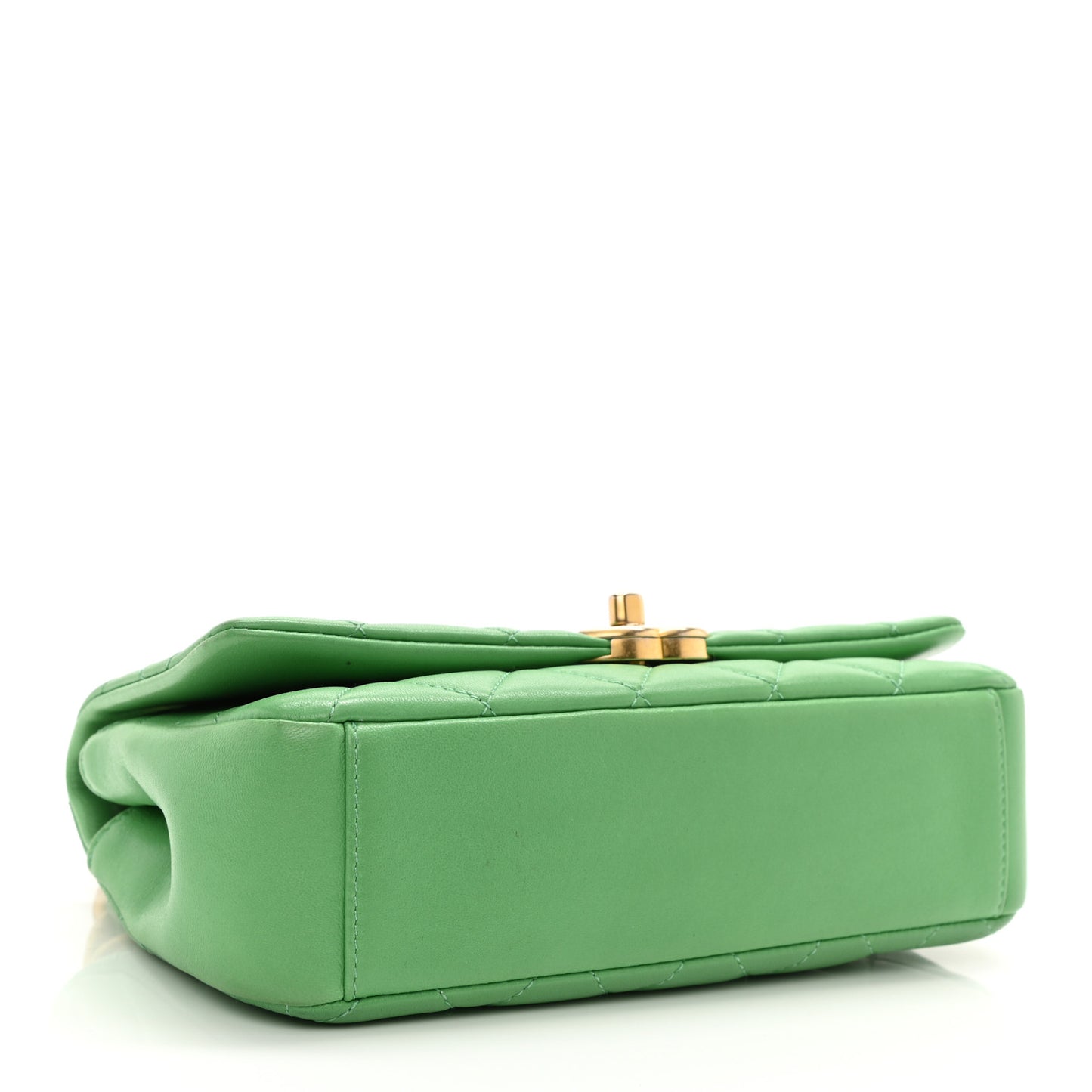 Shiny Lambskin Chain Is More Flap Green