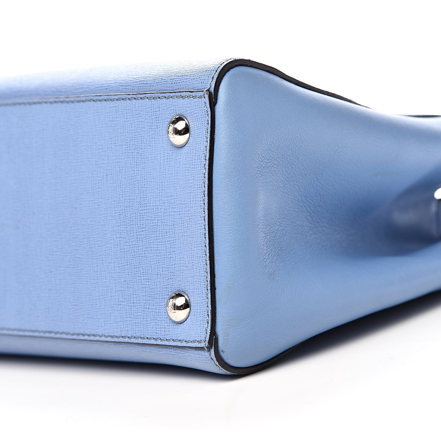 Fendi Vitello Elite Flamingo Petite 2Jours Tote Azzurro Nebula 13 of 14
