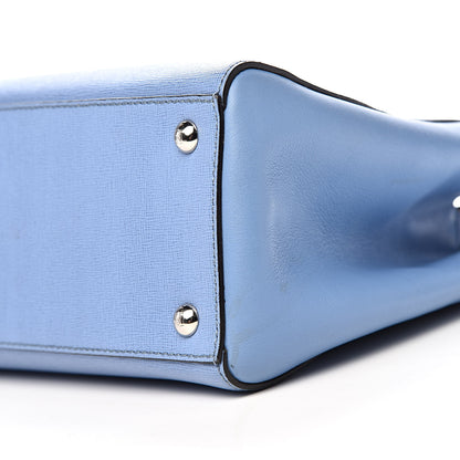 Fendi Vitello Elite Flamingo Petite 2Jours Tote Azzurro Nebula 13 of 14