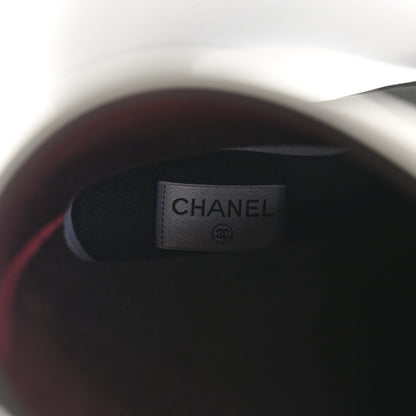 Chanel Rubber Logo Rain Boots 40 Black White 9 of 13