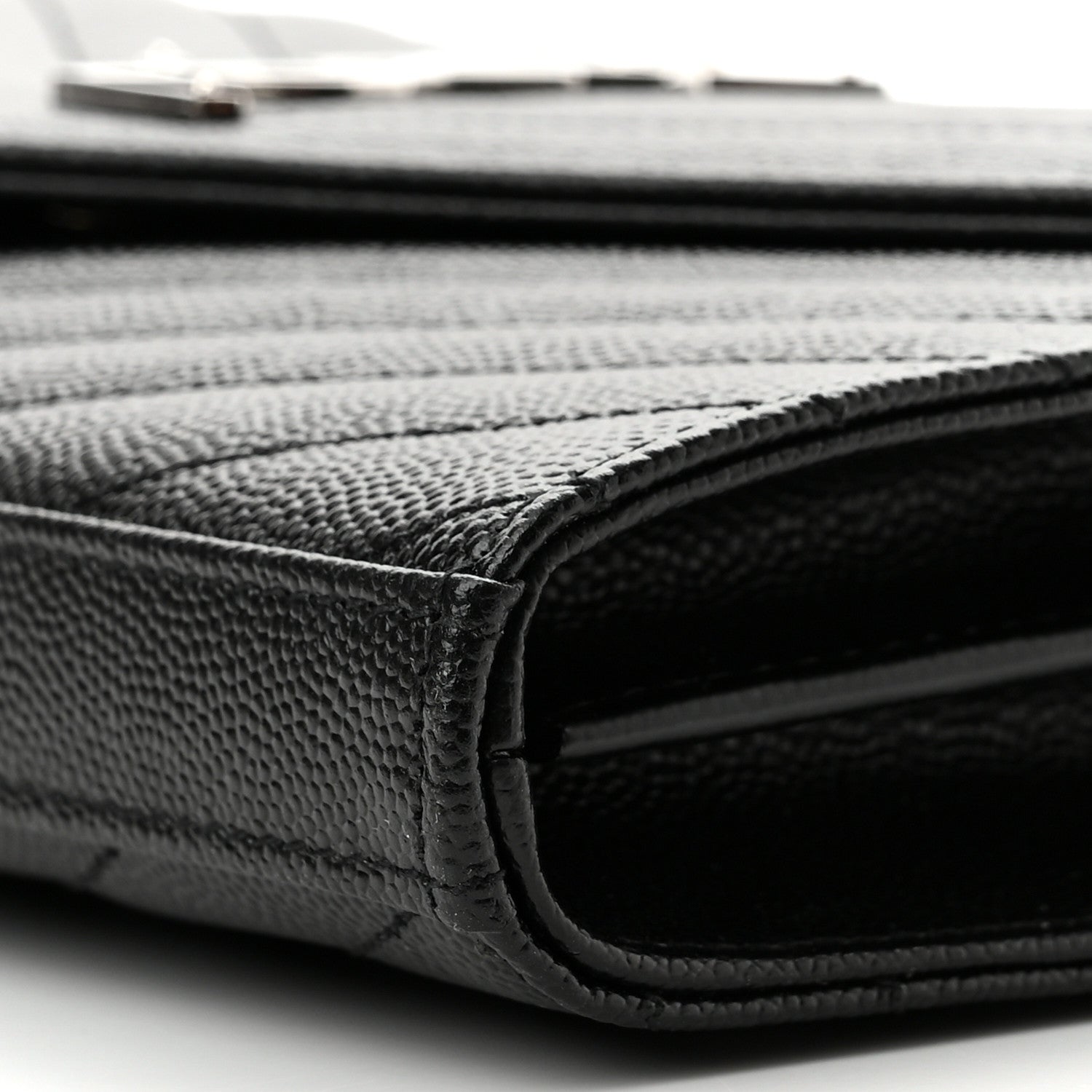 Saint Laurent Grain De Poudre Matelasse Chevron Monogram Chain Wallet Black 9 of 9