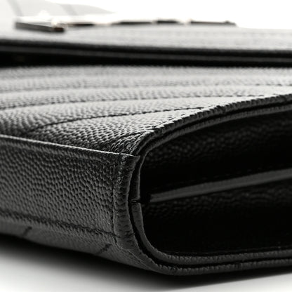 Saint Laurent Grain De Poudre Matelasse Chevron Monogram Chain Wallet Black 9 of 9