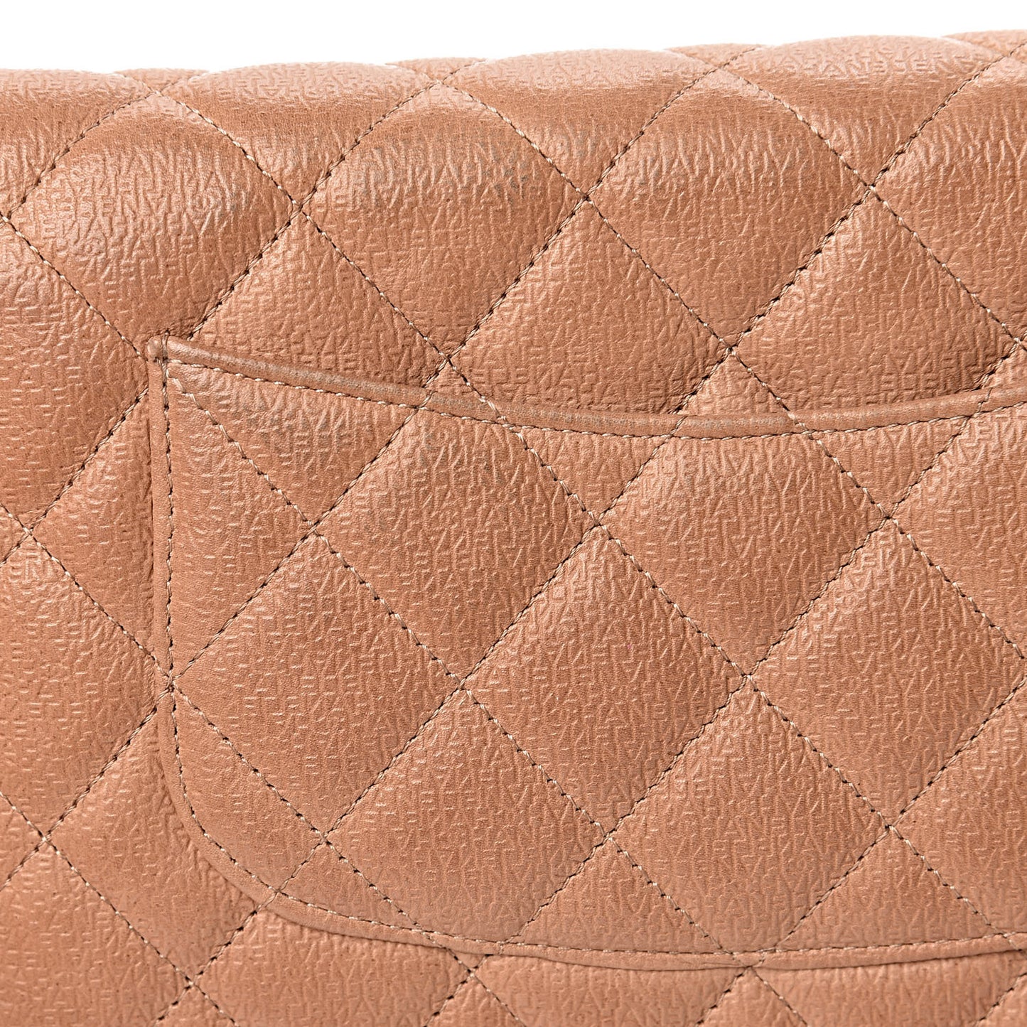 Letter Calfskin Embossed Quilted Wallet On Chain WOC Beige