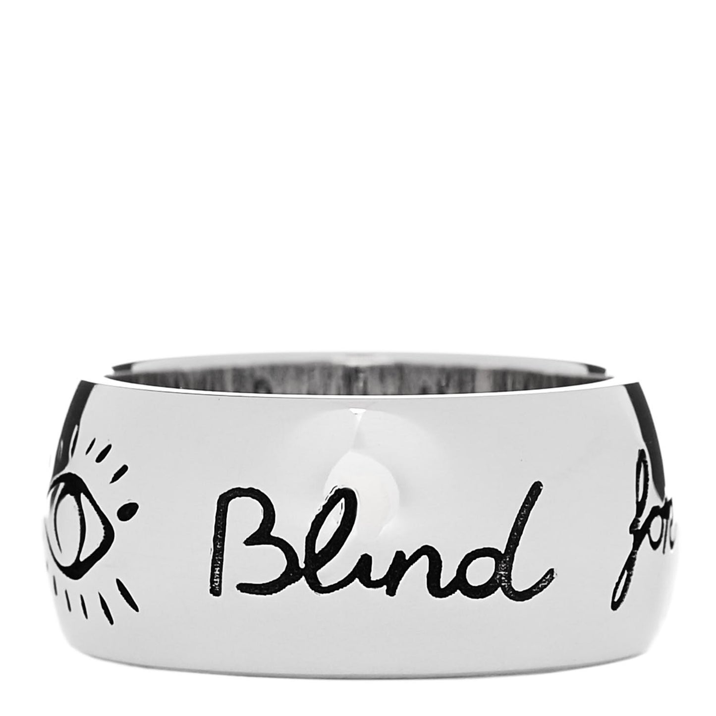 Sterling Silver Wide Blind for Love Band Ring 52 6