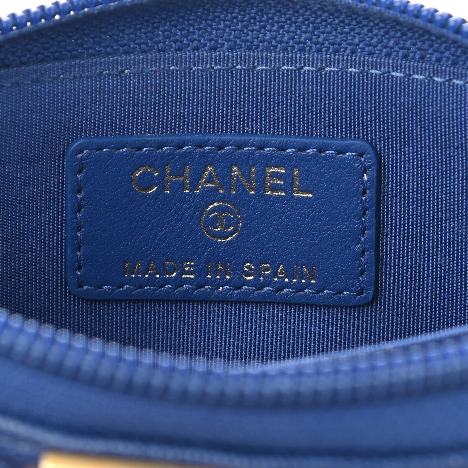 Chanel Caviar Quilted Boy Zip Around Coin Purse Wallet Blue 6 of 8