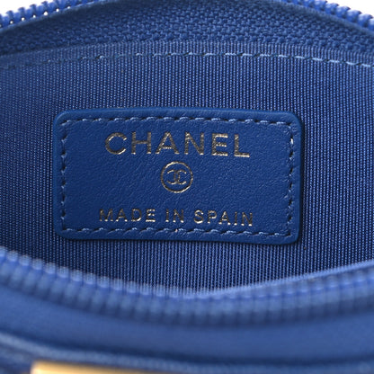 Chanel Caviar Quilted Boy Zip Around Coin Purse Wallet Blue 6 of 8