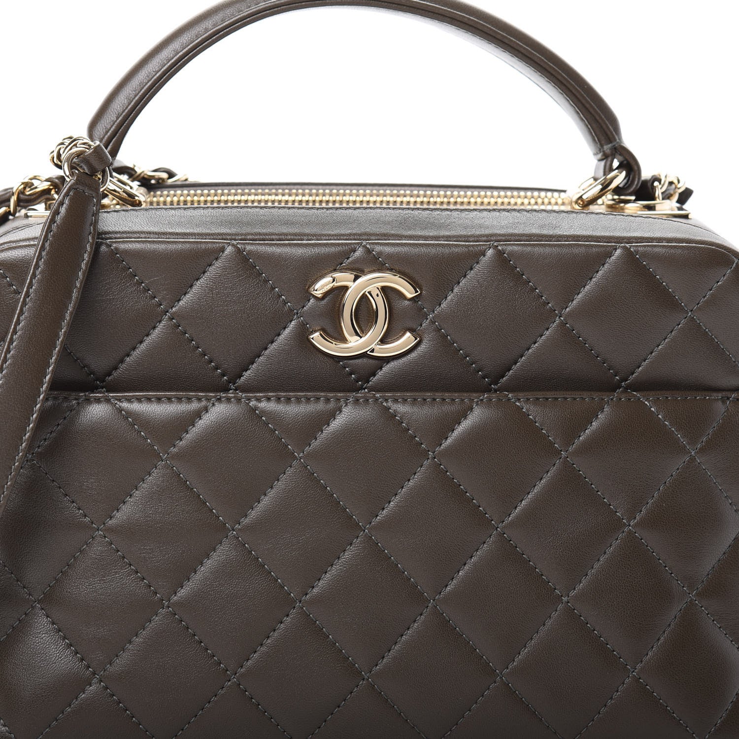 Chanel Lambskin Quilted Medium Trendy CC Bowling Bag Dark Khaki 9 of 12