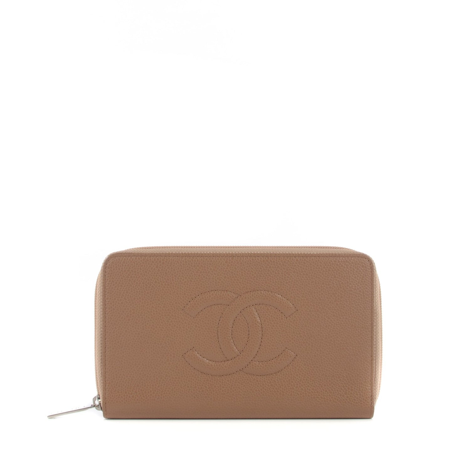 Caviar Timeless CC Large Zip Around Wallet Beige