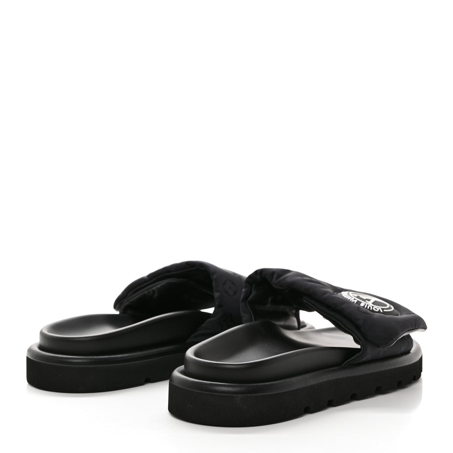 Nylon Monogram Womens Pool Pillow Comfort Mules 39 Black