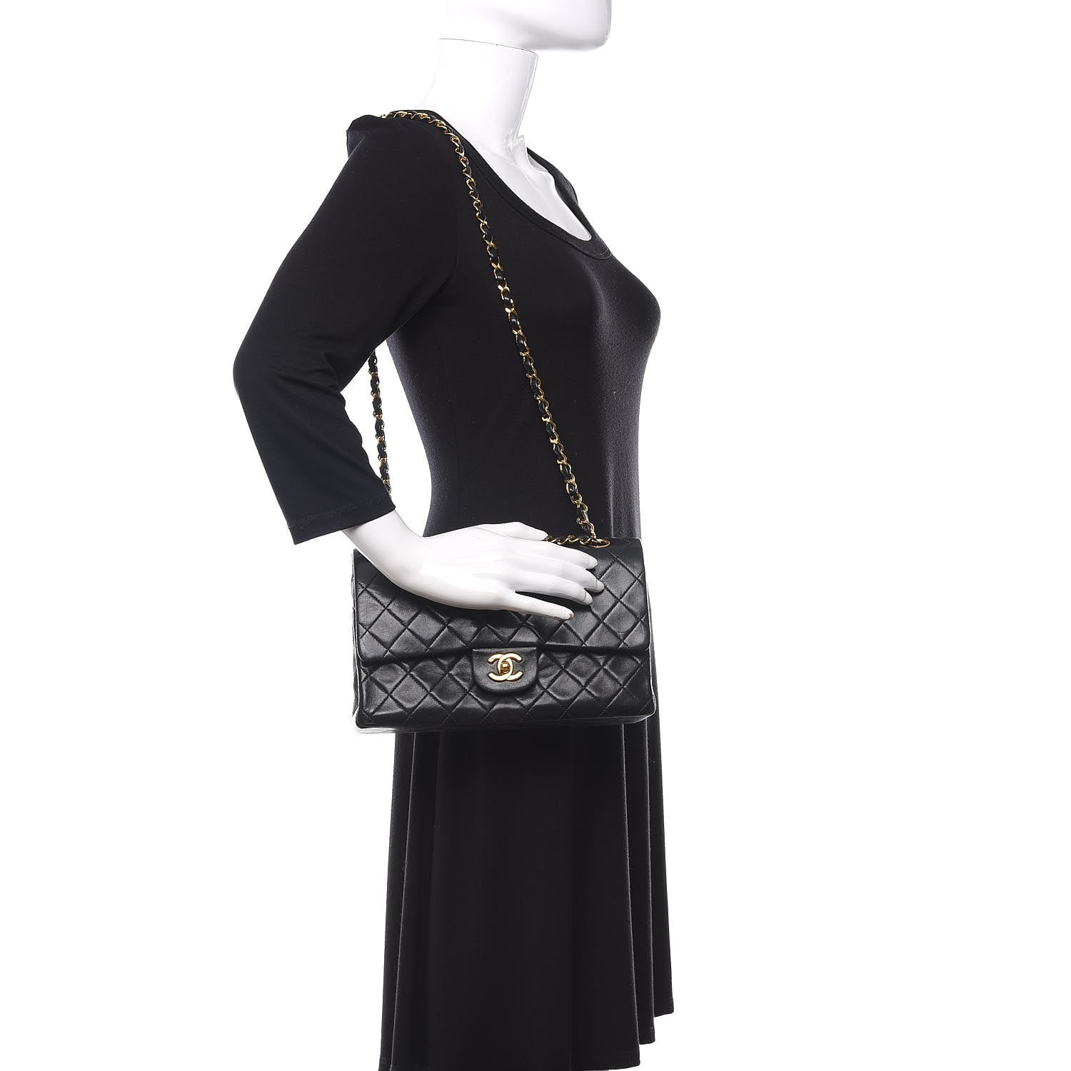 Chanel Lambskin Quilted Medium Double Flap Black 2 of 11