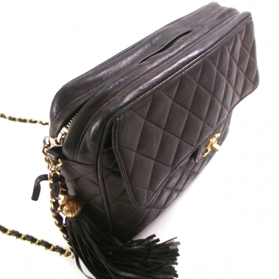 Chanel Vintage Lambskin Tassel Flap Bag Black 7 of 16