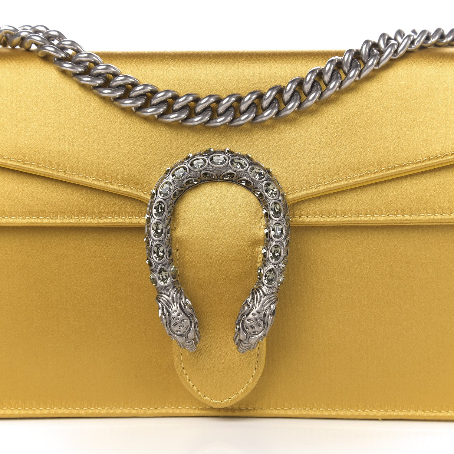Gucci Satin Silk Crystal Small Dionysus Shoulder Bag Gold Black Diamond 17 of 18
