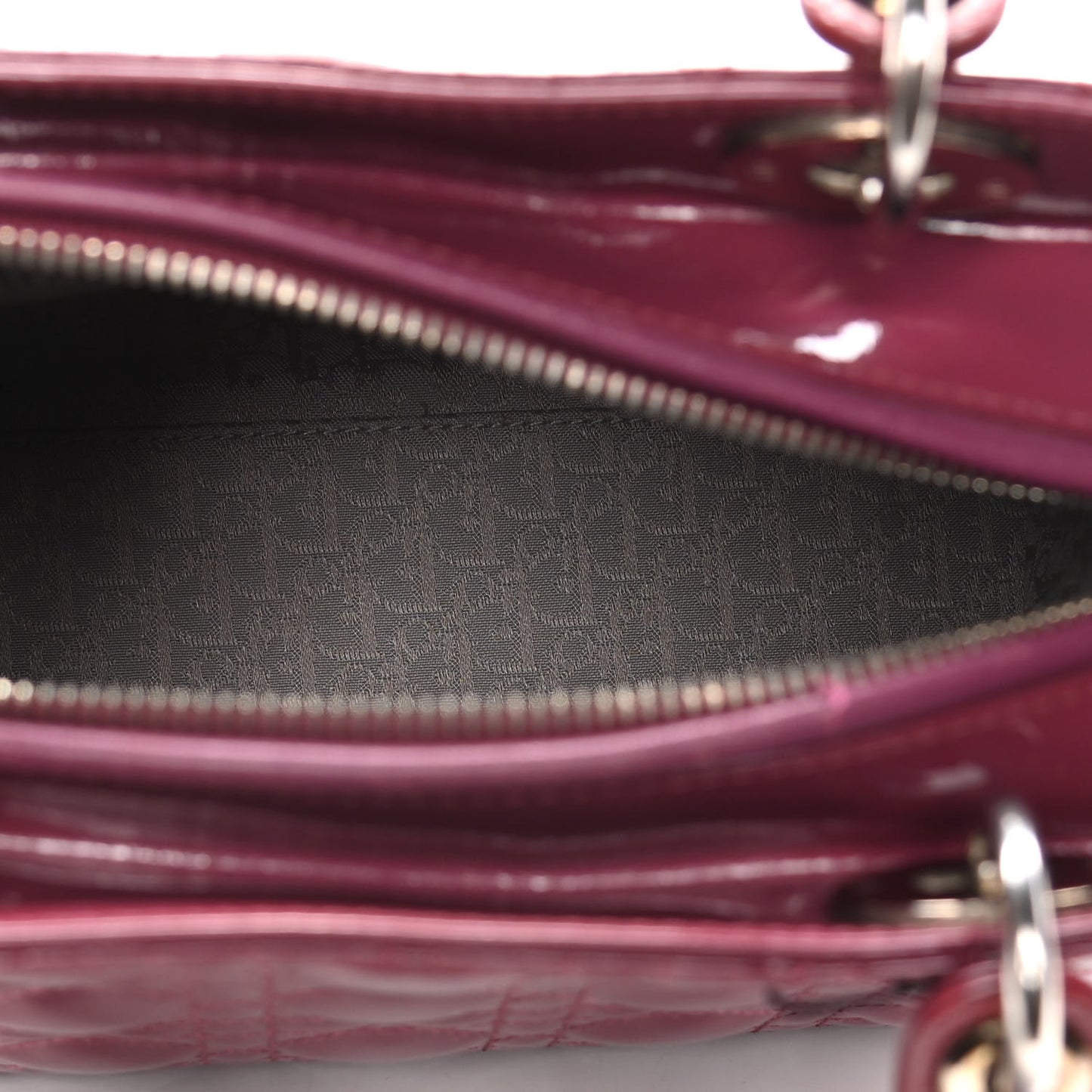 Patent Cannage Medium Lady Dior Dark Pink