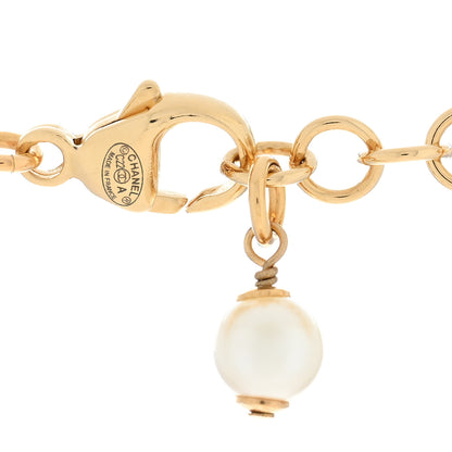 Chanel Pearl Crystal CC Pendant Necklace Gold Pink Pearly White 4 of 4