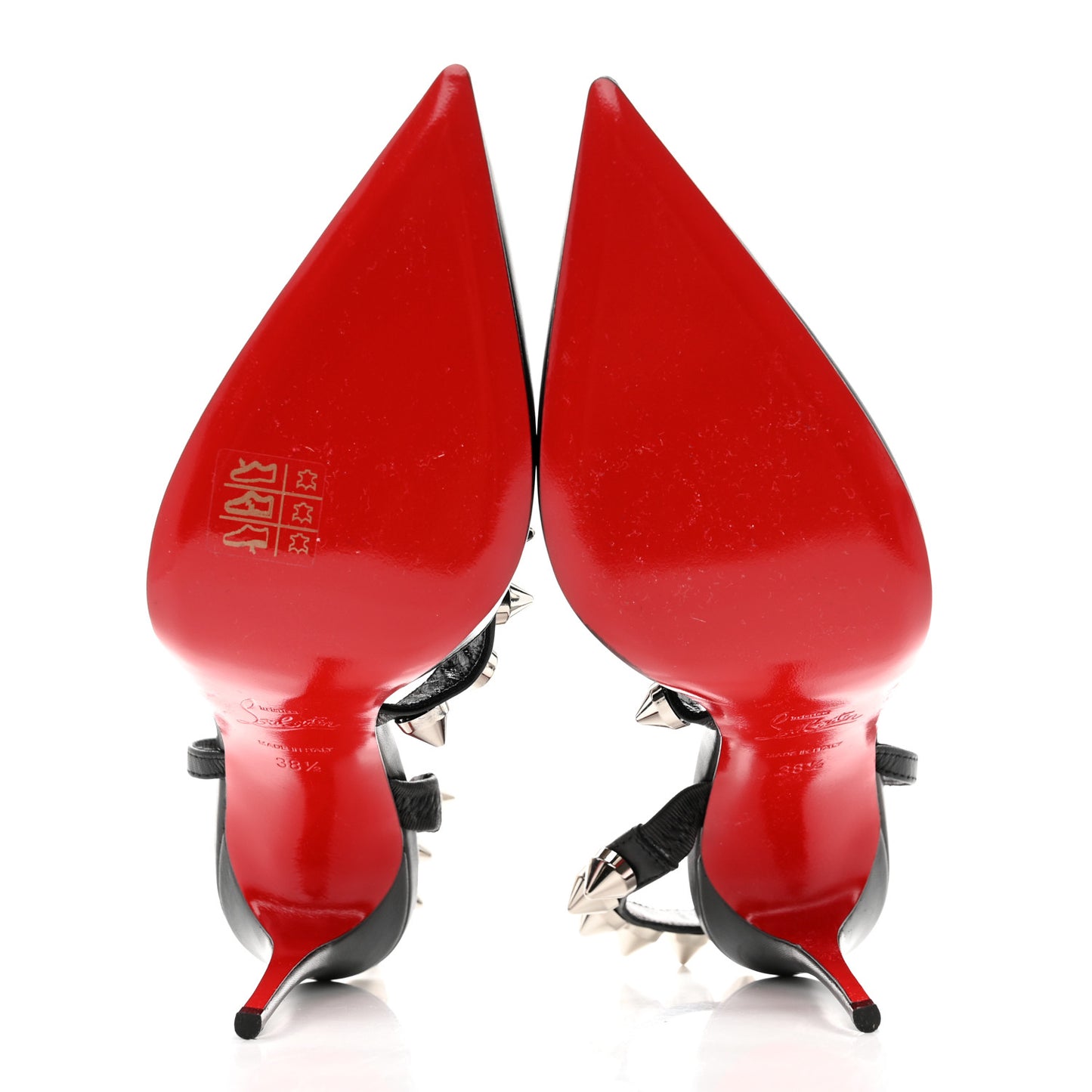 Calfskin Spikita Slingback 100 Stiletto Pumps 38.5 Black Silver