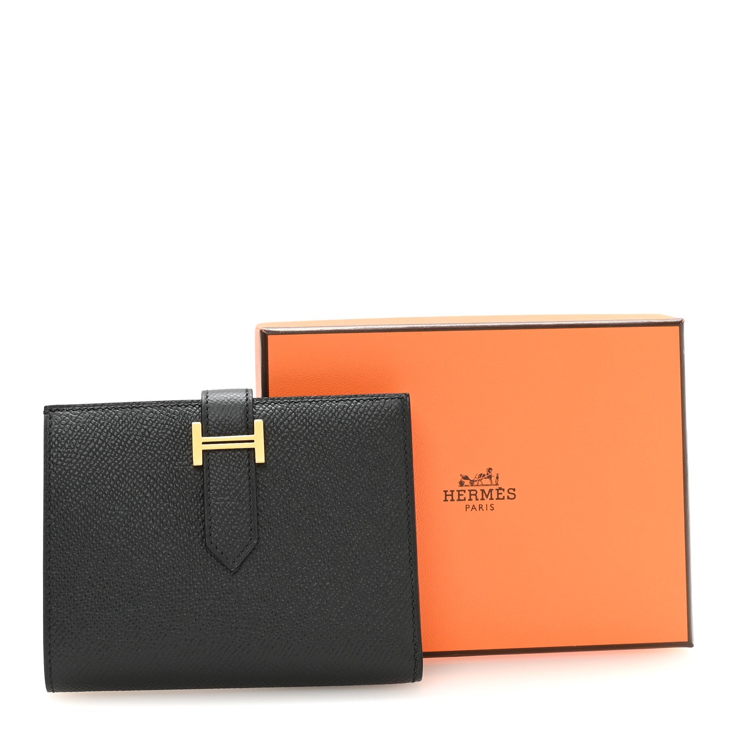 Hermes Epsom Bearn Compact Wallet Black 8 of 8