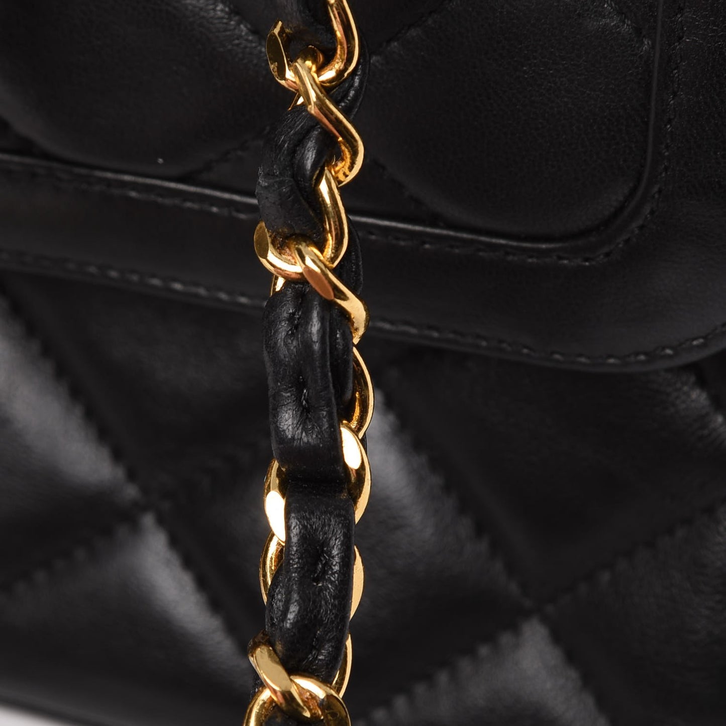 Lambskin Quilted Medium Double Flap Black