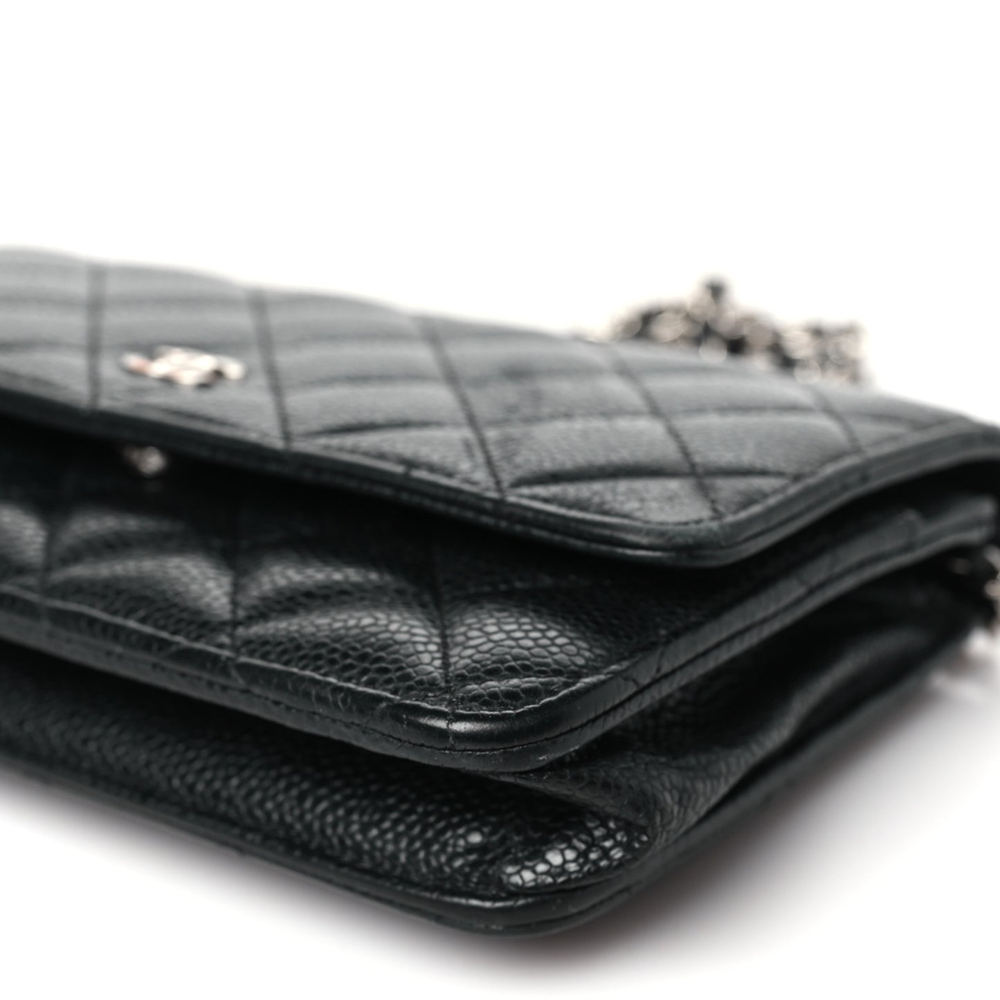 Caviar Quilted Wallet on Chain WOC Black