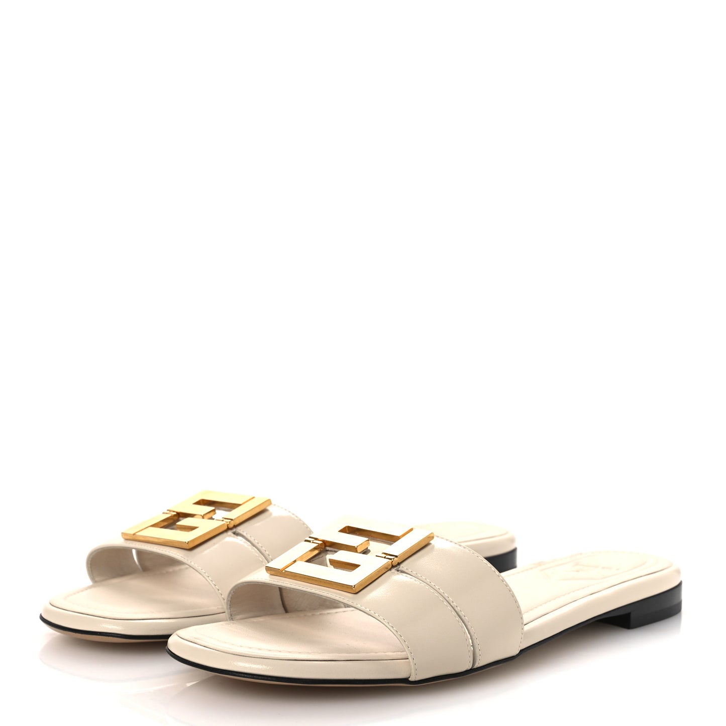 Vitello Cuoio FFold Flat Slide Sandals 39 Off-White