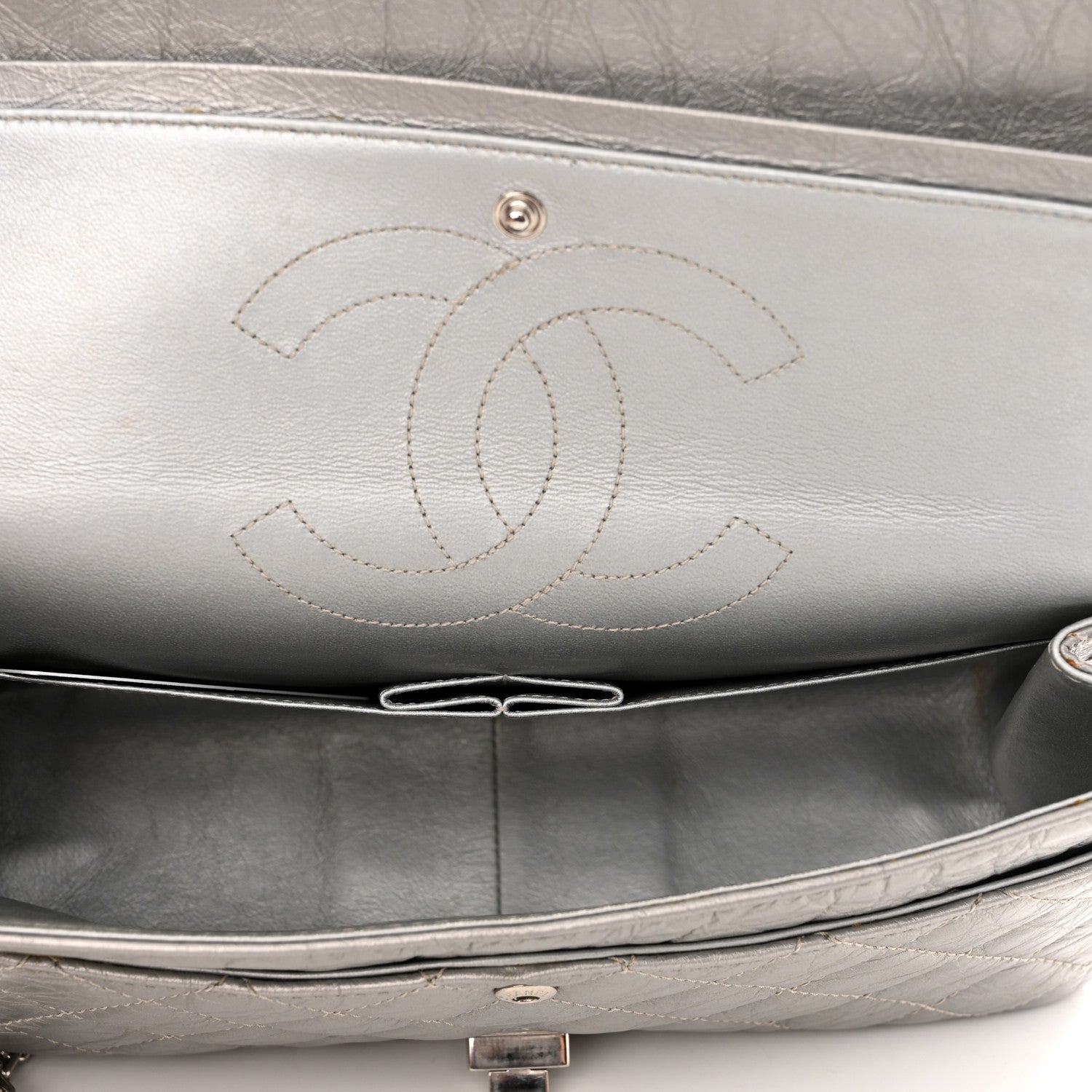 Chanel Metallic Aged Calfskin Quilted 2.55 Reissue 226 Flap Silver 5 of 16