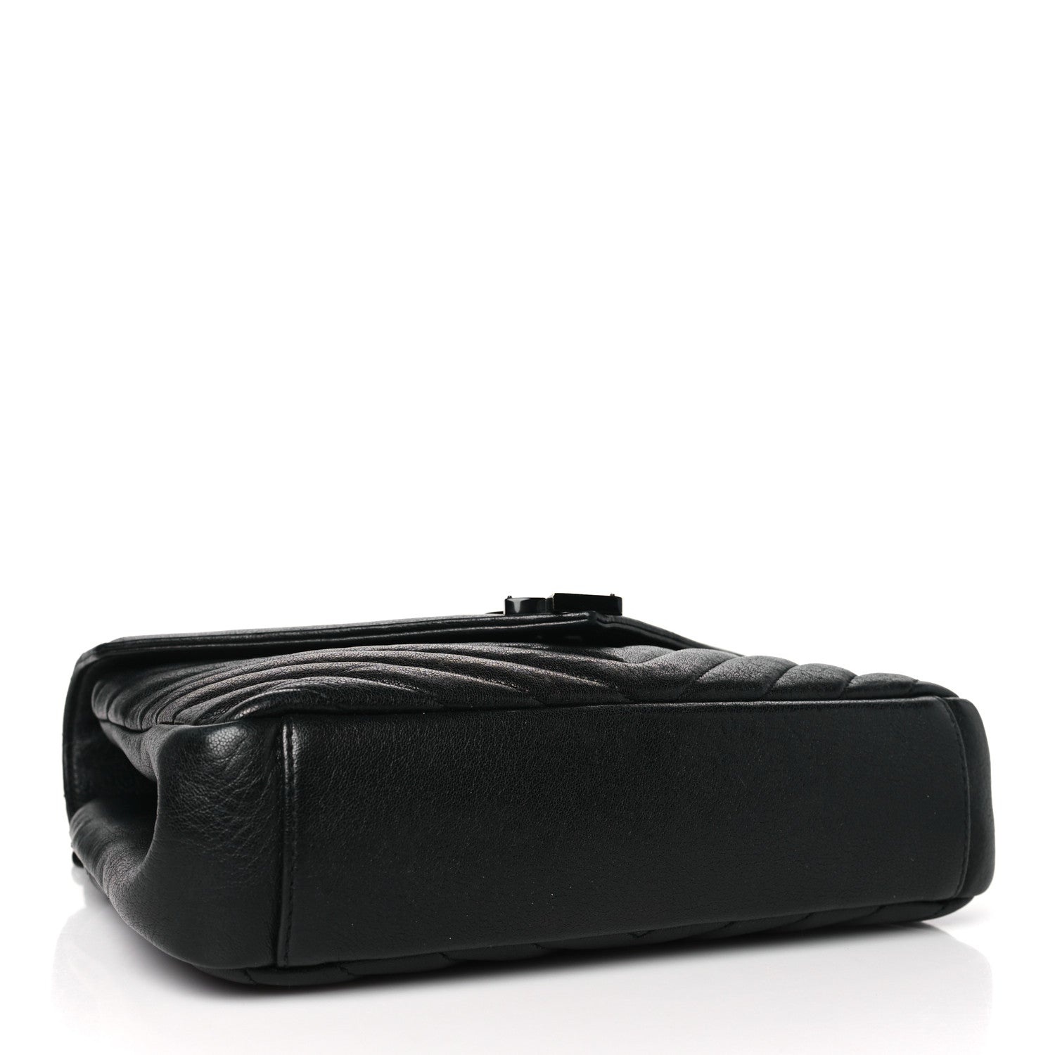 Saint Laurent Sheepskin Matelasse Chevron Monogram Monochrome Medium College Bag Black 4 of 11