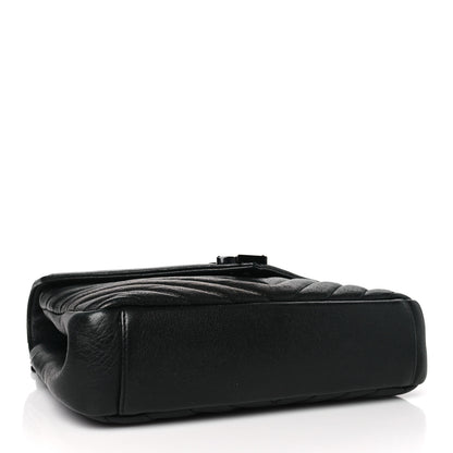 Saint Laurent Sheepskin Matelasse Chevron Monogram Monochrome Medium College Bag Black 4 of 11