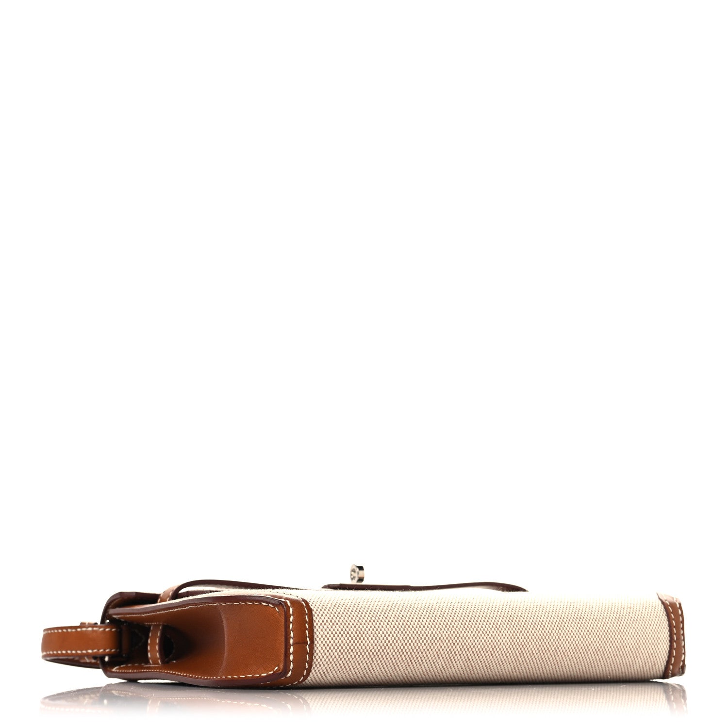 Hermes Toile H Barenia Kelly Depeches 25 Pouch Ecru Beige Fauve 4 of 12