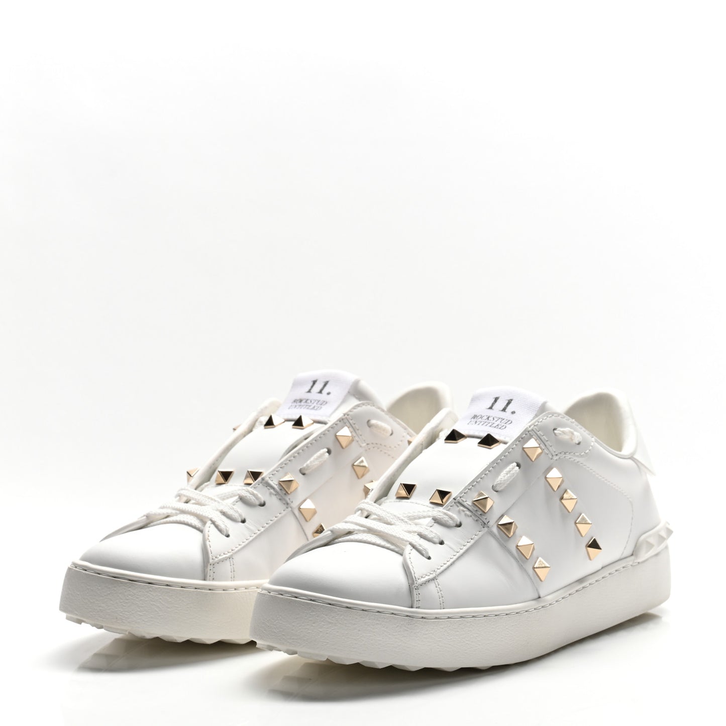 Calfskin Rockstud Untitled Open Sneakers 38 White