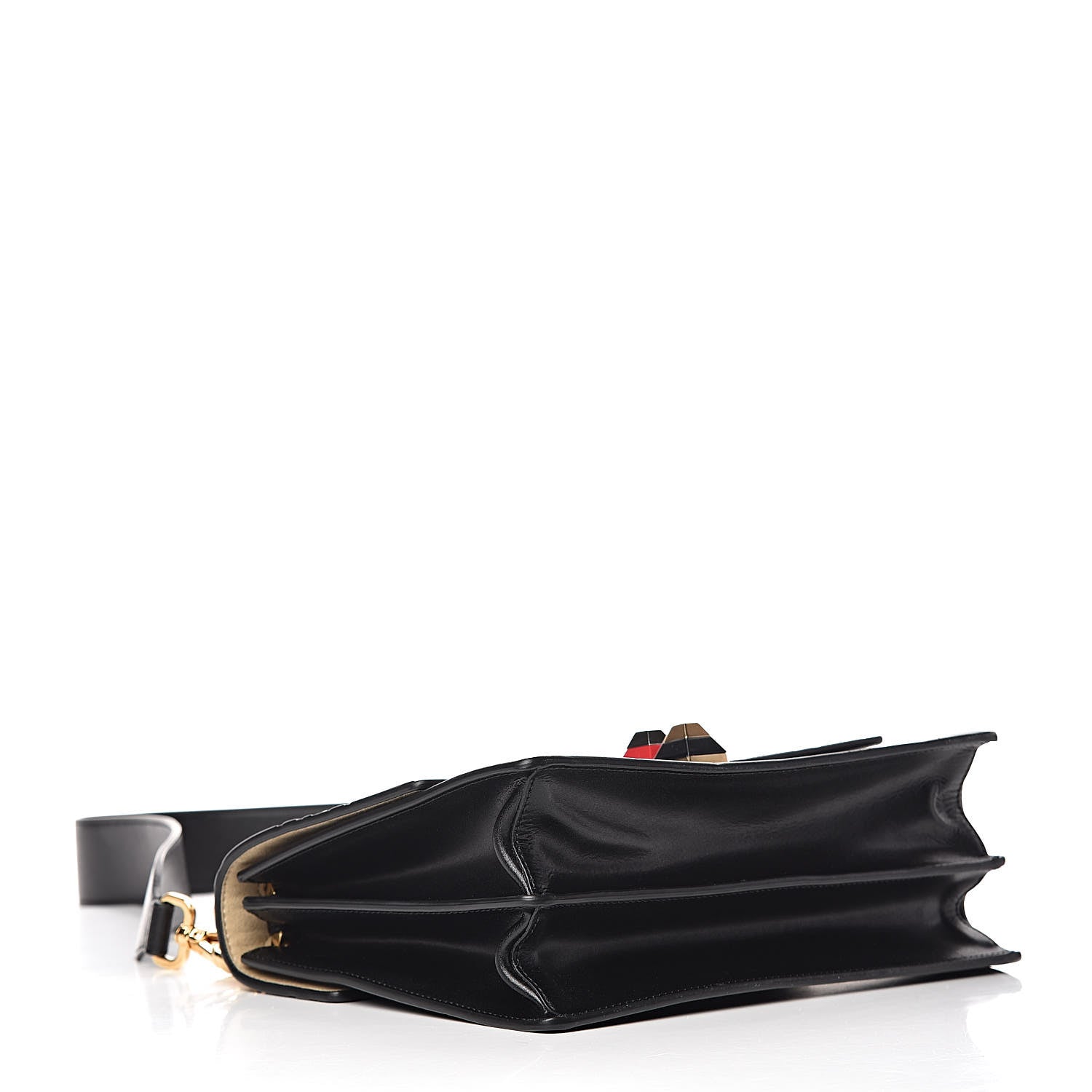 Fendi Vitello Liberty Bi-Color FF 1974 Embossed Kan I Shoulder Bag Black Maya 4 of 10