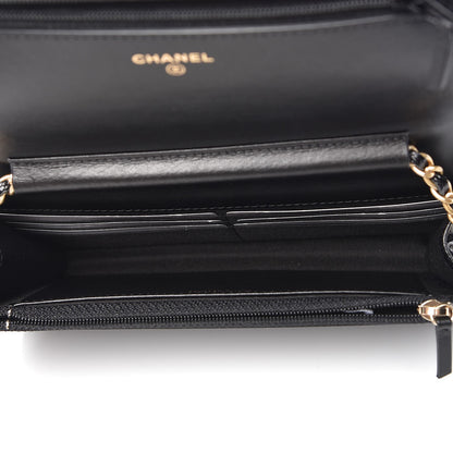 Chanel Caviar Chevron Quilted Boy Wallet On Chain WOC Black 5 of 10