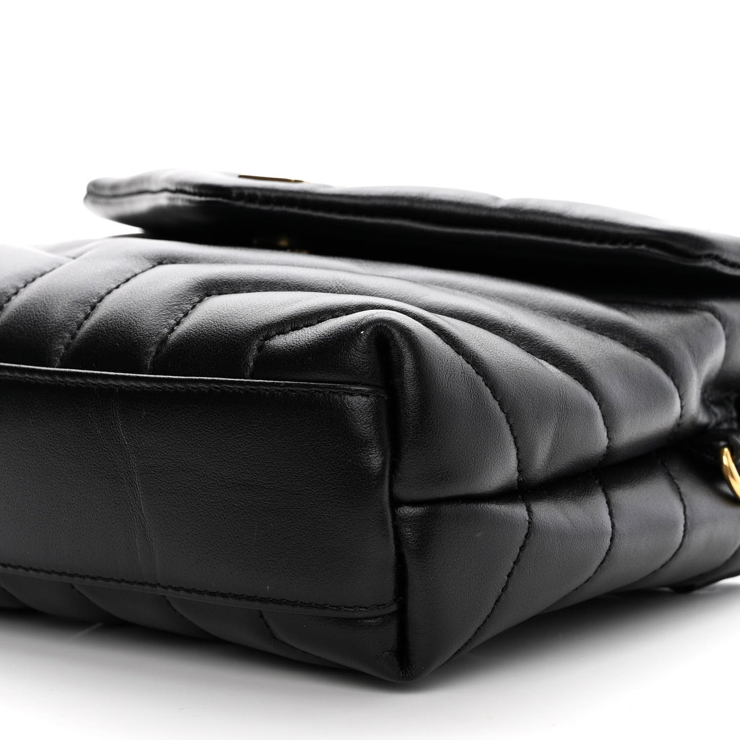 Calfskin Y Quilted Monogram Toy Loulou Crossbody Bag Black