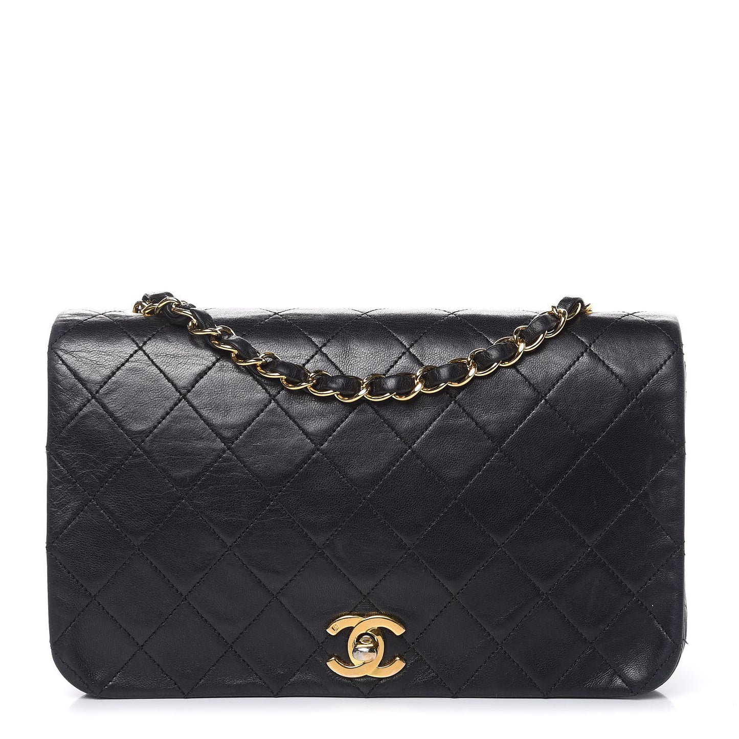 Lambskin Quilted Small Single Flap Black