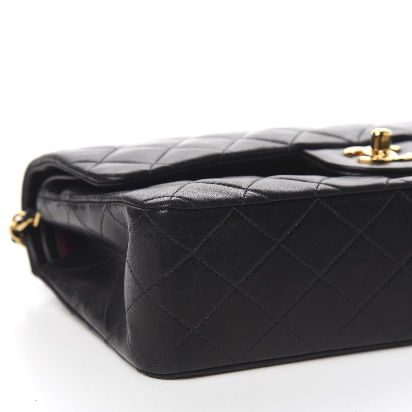 Lambskin Quilted Medium Double Flap Black